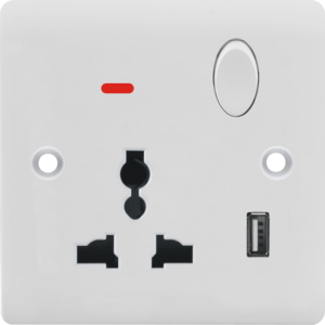 Universal Switch Socket 3 Pins 13A+USB KLIK